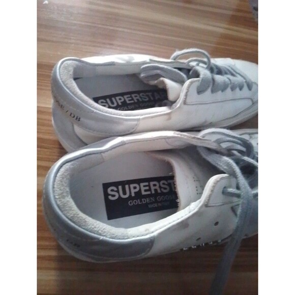 Golden Goose GGDB Womens Sneakers Superstar Leather White Silver Black 5.5 EU 36 - Picture 10 of 10